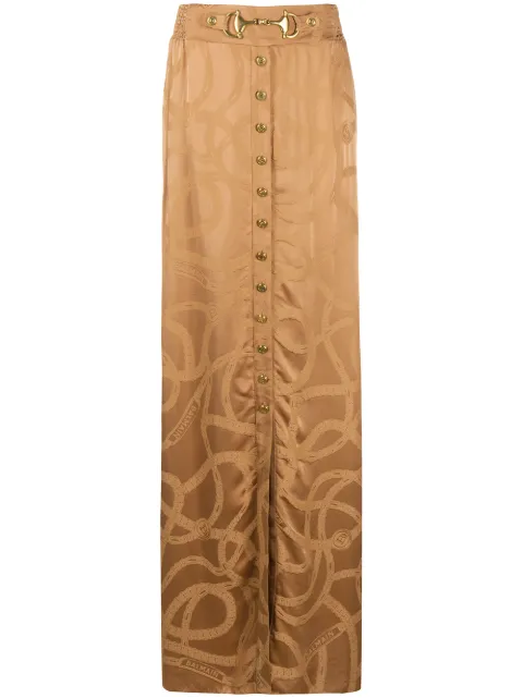 Balmain chain logo jacquard skirt Neutrals UF04723S068