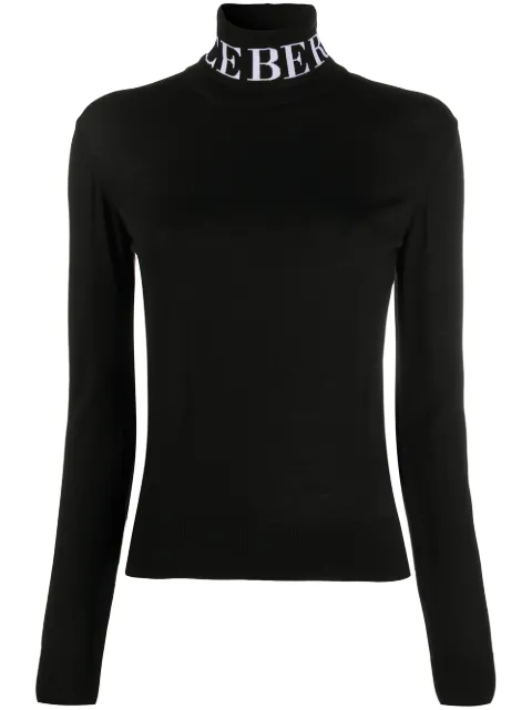 Iceberg logo intarsia virgin wool jumper Black I2PA0027008