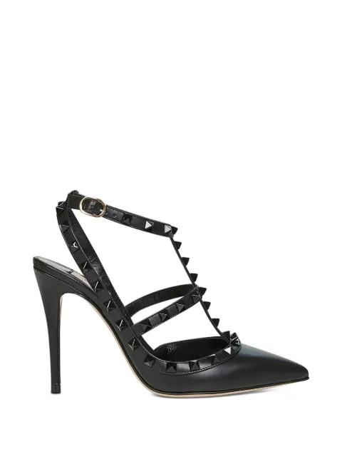 Valentino Garavani Rockstud ankle strap pump with tonal studs 100 mm Black WS0393VB8