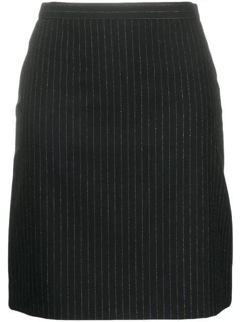 Alexander McQueen pinstripe back-ruffle wool skirt Black 631760QJABF