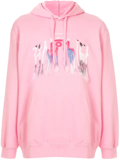 Doublet embroidered fringed hoodie Pink 20AW35CS165
