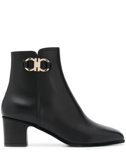 Ferragamo Gancini-buckle leather ankle boots Black 732958