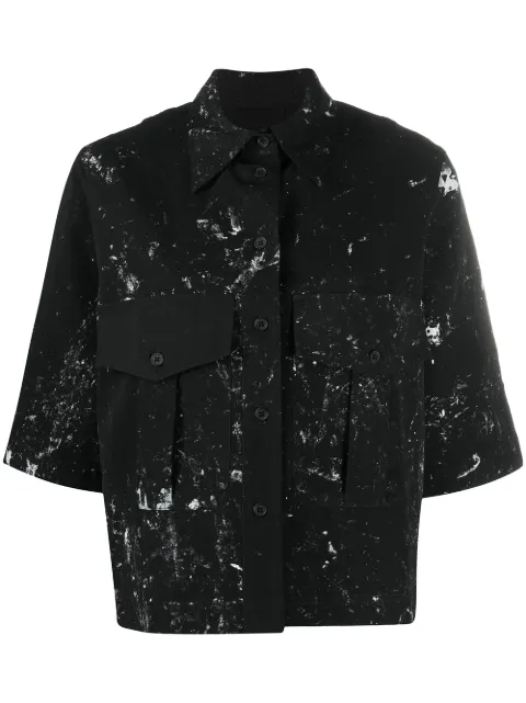 Song For The Mute paint-splatter short sleeve shirt Black WSH015P1