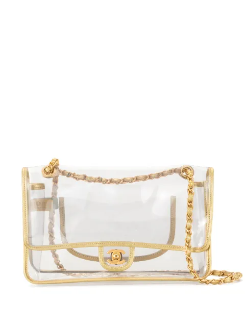 CHANEL Pre-Owned 2007 clear double chain shoulder bag Neutrals 11058030