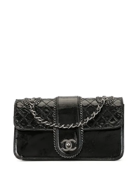 CHANEL Pre-Owned 2006 quilted double chain shoulder bag Black 11347038