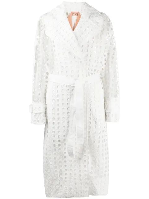 Nº21 perforated-design midi coat White 20IN2MN03251841