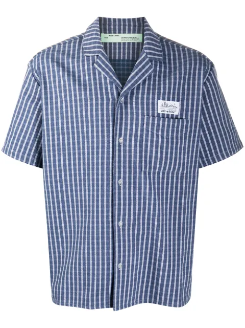 Off-White striped short-sleeve shirt Blue OMGA151F20FAB0010900