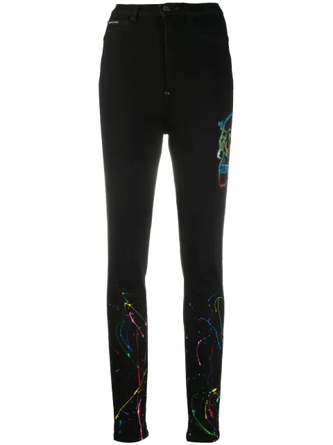 Philipp Plein crystal skull-embellished leggings Black F20CWDT1412PDE004N