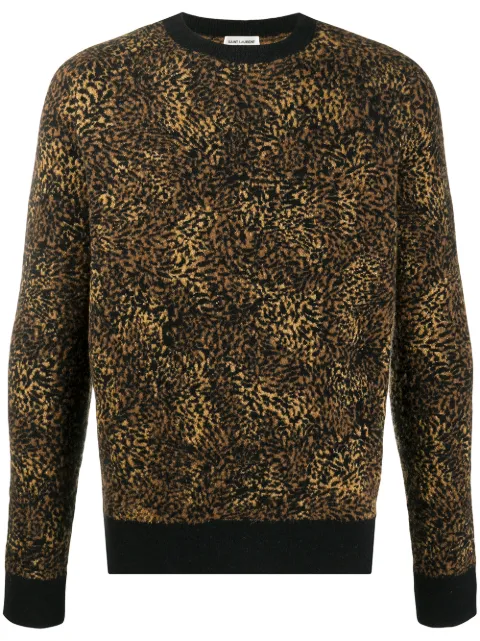 Saint Laurent leopard jacquard jumper Brown 632002YARB2