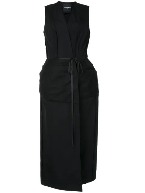 Aganovich long wrap-around gilet Black JK05AW20