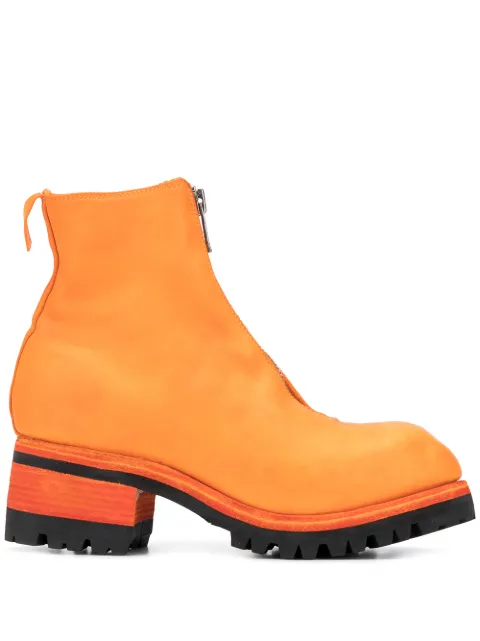 Guidi front-zipped ankle boots Orange PL1V