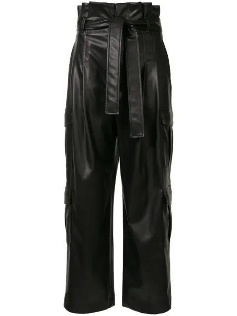 Goen.J faux-leather tie waist trousers Black GJ20PFPT05