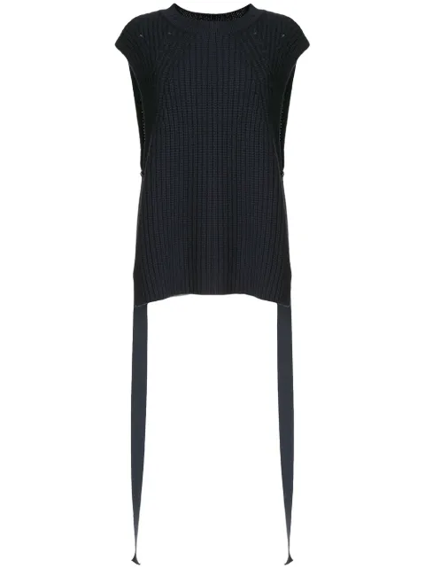 Goen.J side taps knitted top Blue GJ20PFKN05