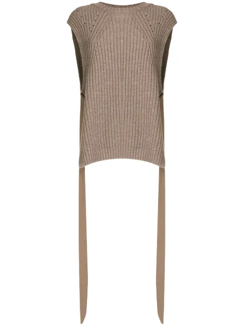Goen.J side-taps knitted top Brown GJ20PFKN05