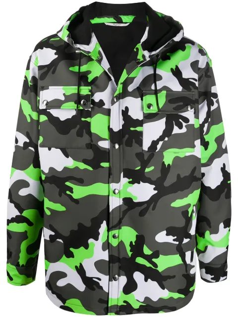 Valentino Garavani camouflage print hooded jacket Green VCJE256EE