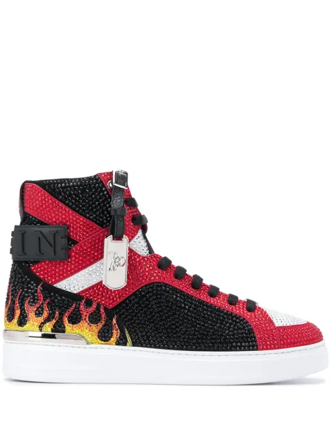 Philipp Plein Money Beast crystal flame sneakers Black F20SMSC2838PCO058N