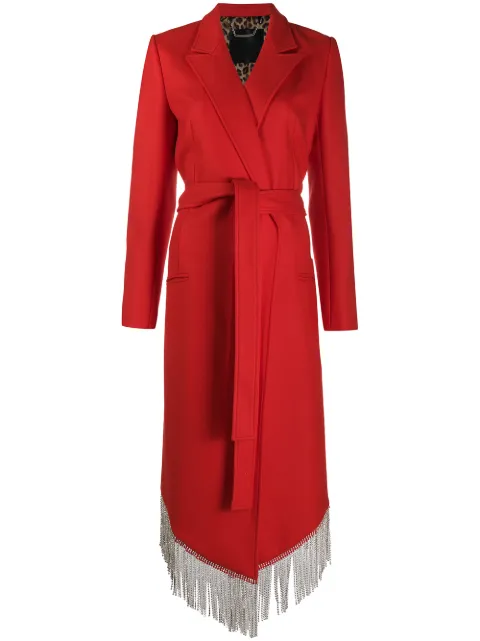 Philipp Plein Nara Crystal Fringel Coat Red F20CWRA0415PTE137N