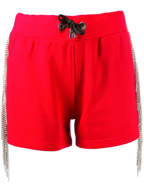 Philipp Plein crystal-embellished track shorts Red F20CWJT1278PJY002N