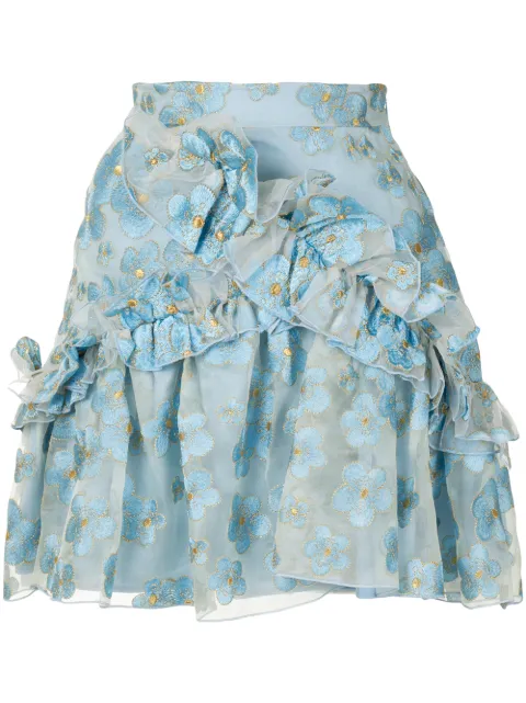 Macgraw Souffle ruffle trim mini skirt Blue LF005B