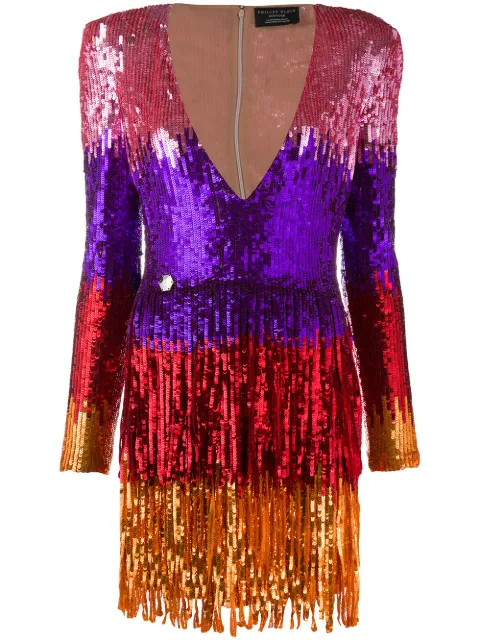 Philipp Plein colour-block mini dress Pink F20CWRG1652PTE003N
