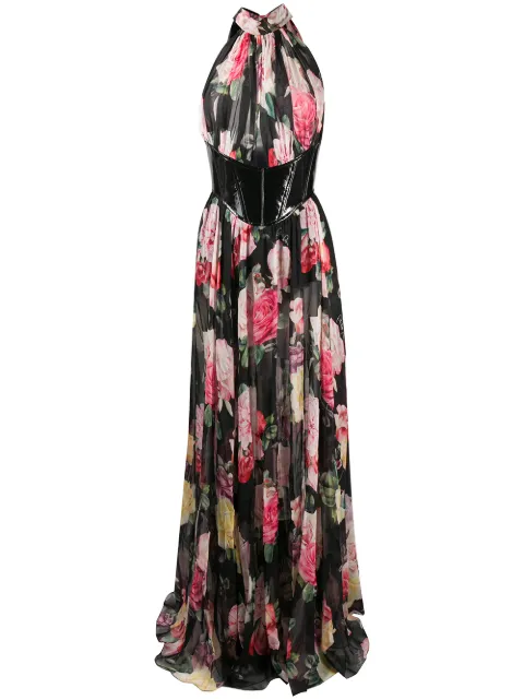 Philipp Plein Vittoria floral print gown Black F20CWRG1574PTE153N