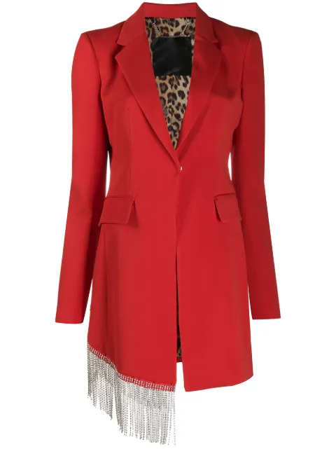 Philipp Plein crystal fringe blazer Red F20CWRF0389PTE003N