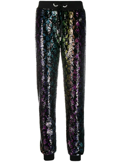 Philipp Plein monogram sequin trousers Black F20CWJT1273PJY002N