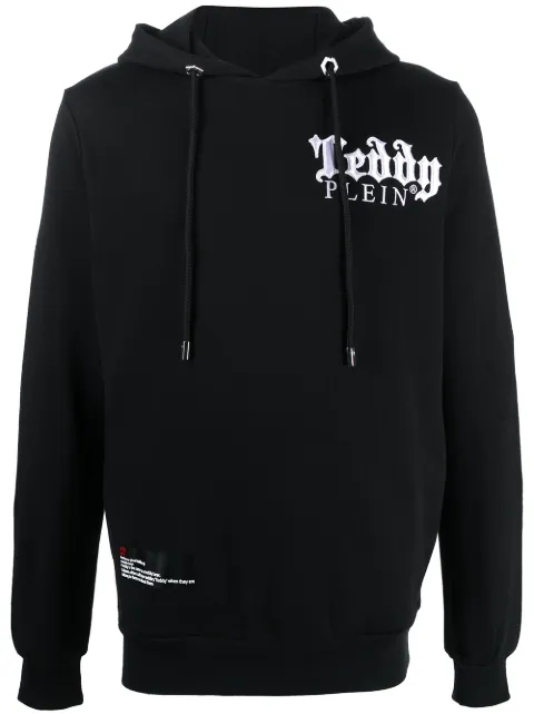 Philipp Plein embroidered teddy-print hoodie Black F20CMJB1988PJO002N