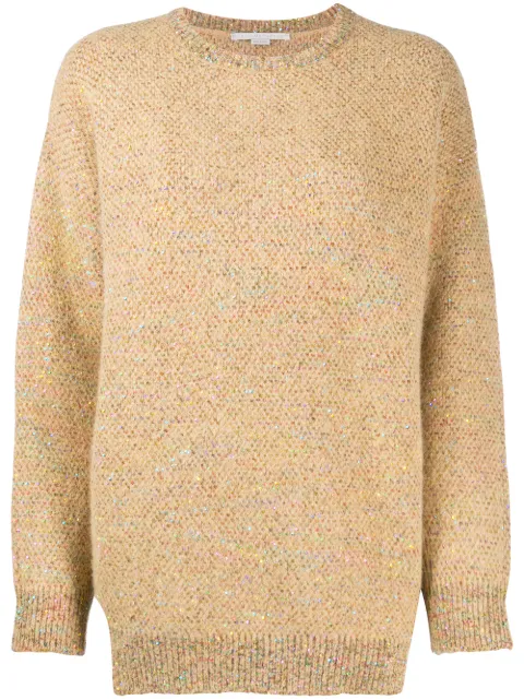 Stella McCartney micro sequin-embellished knitted jumper Neutrals 601744S2197