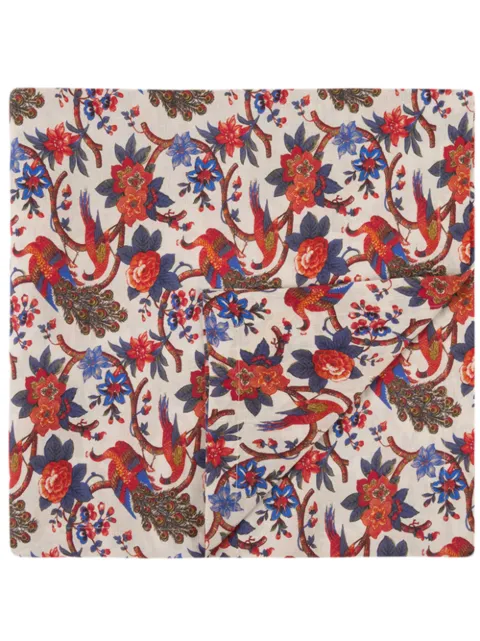 La DoubleJ Peacock print napkin Red TBC0001LIN001PAV0002