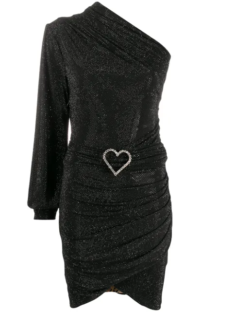 Philipp Plein one-shoulder crystal-heart dress Black F20CWRG1531PTE003N