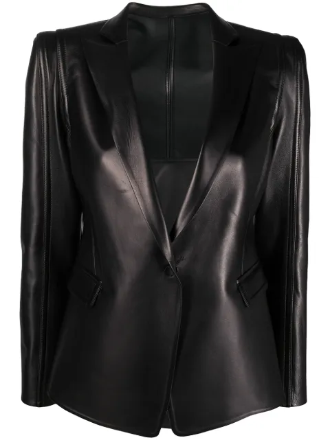 Valentino Garavani single-breasted leather blazer Black BNA05W5VT