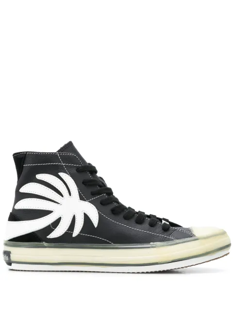 Palm Angels palm tree high-top sneakers Black PMIA048E20LEA0011001