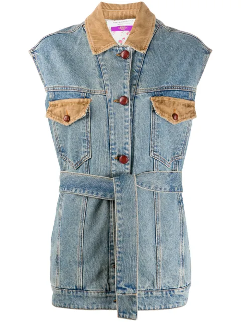 Philosophy Di Lorenzo Serafini corduroy detail sleeveless jacket Blue J05075730