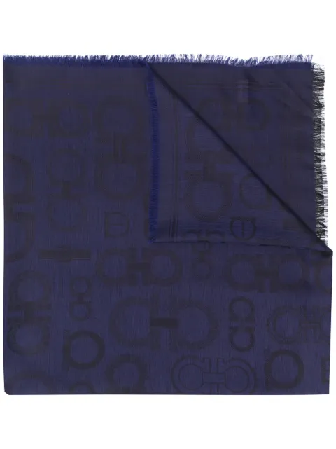 Ferragamo jacquard Gancini pattern scarf Blue 733465