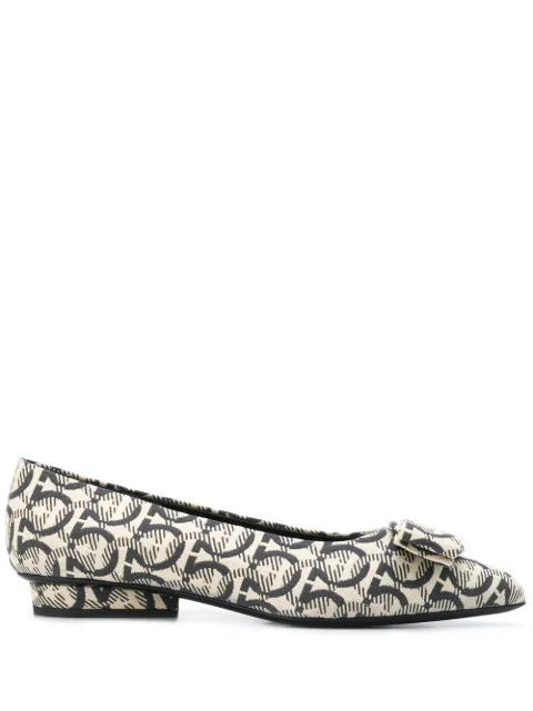 Ferragamo Viva Gancini-woven ballerinas Neutrals 733604