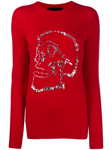 Philipp Plein crystal-skull sweater Red F20CWKO0378PKN002N