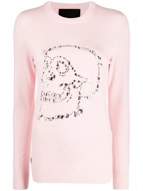Philipp Plein Look At Me skull embellished jumper Pink F20CWKO0378PKN002N