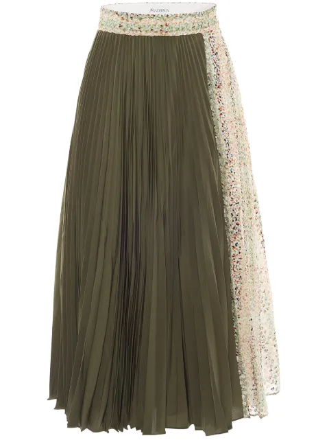 JW Anderson pleated contrasting panel midi skirt Green SK0080PG0412570