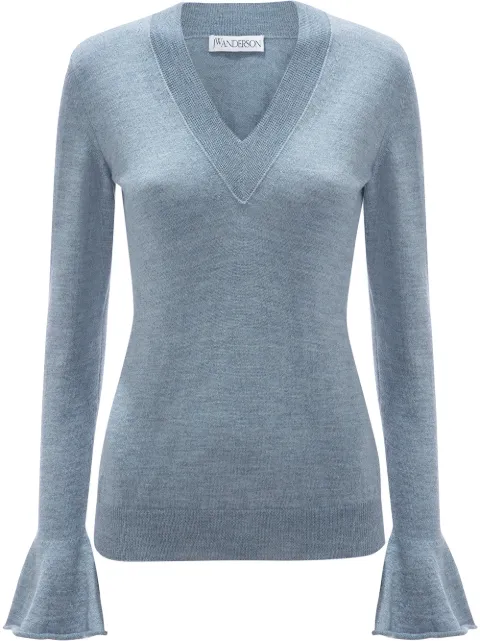 JW Anderson flared-cuff logo pullover Blue KW0404YN0049821