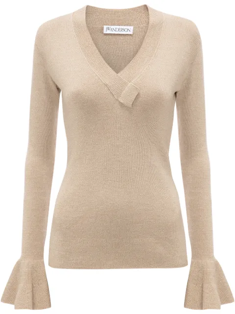 JW Anderson flared-cuff wool jumper Neutrals KW0404YN0049102