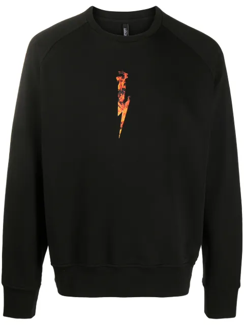 Neil Barrett flames logo print sweatshirt Black PBJS675SP539S