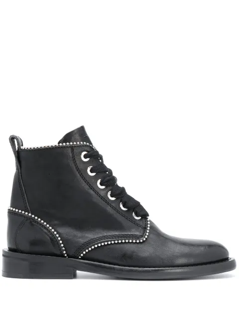 Zadig&Voltaire studded lace-up leather boots Black WJAA1701F