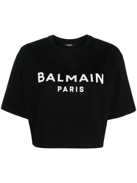 Balmain crop logo T-shirt Black BF1EE020BB02