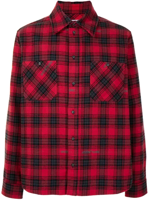 Off-White check-print long-sleeve shirt Red OMGA133E20FAB0012510