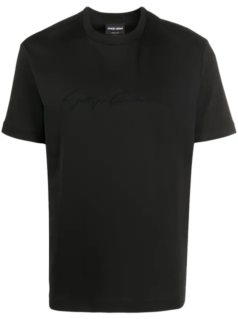 Giorgio Armani embroidered logo T-shirt Black 6GSM90SJRQZ