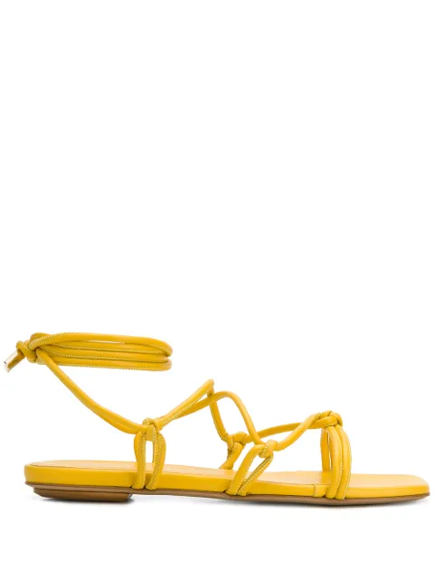 GIABORGHINI Bella flat leather sandals Yellow BELLAA330