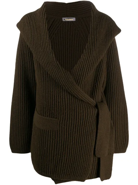 Issey Miyake Pre-Owned 1980s shawl collar ribbed cardigan Green MIY322