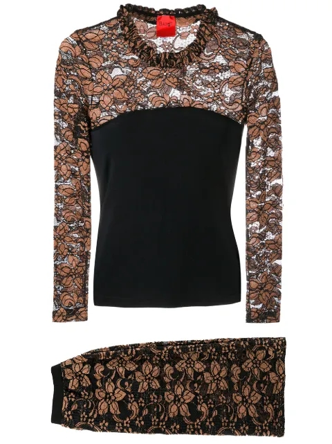 Christian Lacroix Pre-Owned 1990s floral lace suit Neutrals LAC095