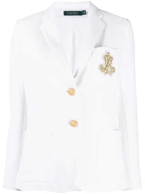 Lauren Ralph Lauren single-breasted logo blazer White 200797305001
